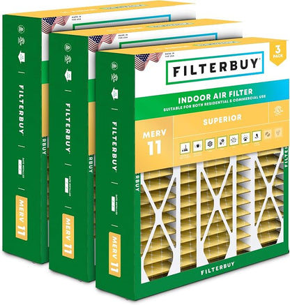 Filterbuy 20x25.25x3.5 Air Filter MERV 11 Superior Pet & Allergy Defense by Filterbuy