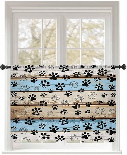 Sheer Curtains 45 Inch Length, Vintage Farmhouse Rustic Wooden Grain Privacy by Unknown