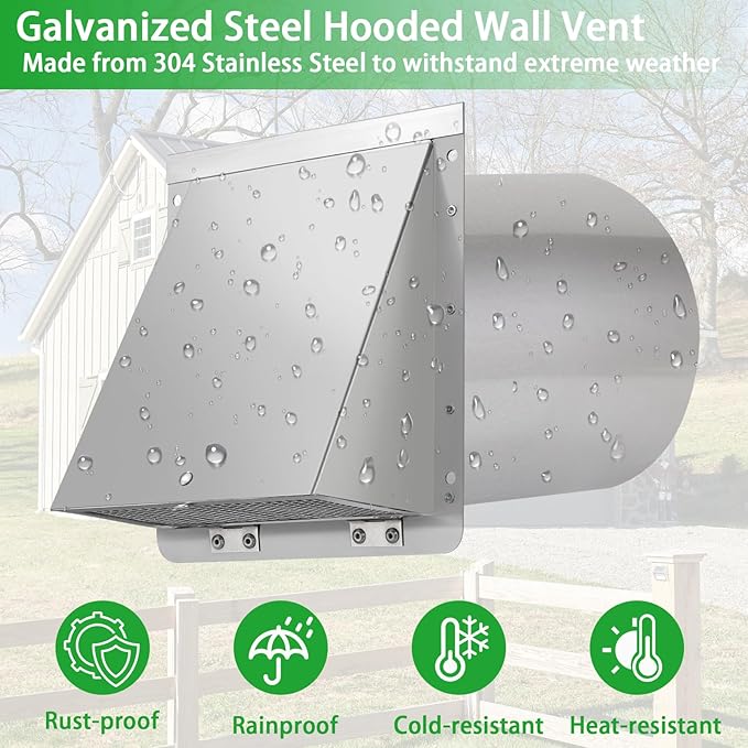 10 Inch Wall Vent Exhaust Vent Cover, Hooded Wall Vent - Image 5