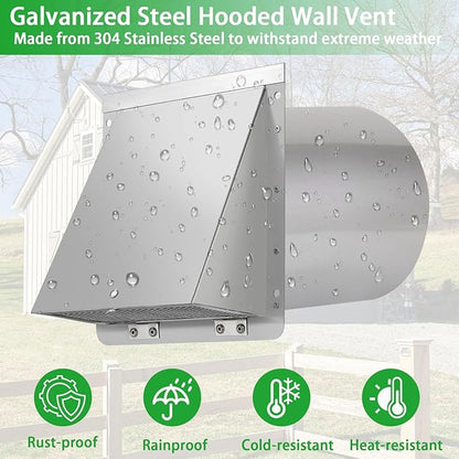 10 Inch Wall Vent Exhaust Vent Cover, Hooded Wall Vent - Image 5