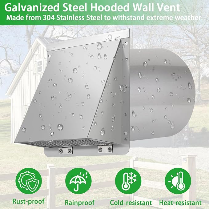 Dryer Vent Cover Outdoor 4 Inch, Dryer Vent Cover Outside, Exterior Hooded Wall - Image 5