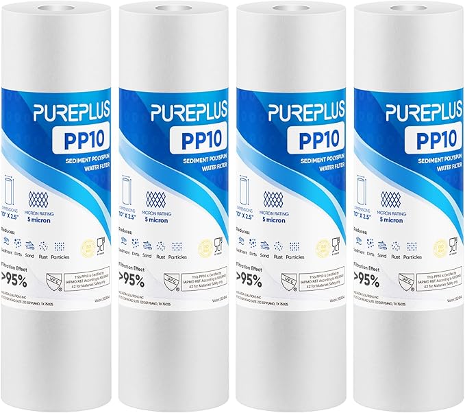 PUREPLUS 5 Micron 10" x 2.5" Whole House Sediment Home Water Filter Cartridge by PUREPLUS
