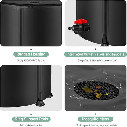 Collapsible Rain Barrel Water Storage Containers-53 Gallon Portable Rainwater - Image 2