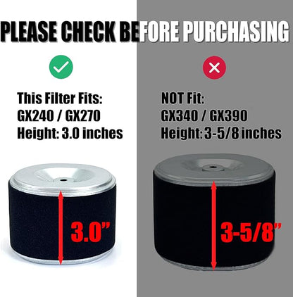 4 PACKS Air Filter for Honda GX270 9HP GX240 8HP Engines Air Cleaner – Upgraded - Image 5
