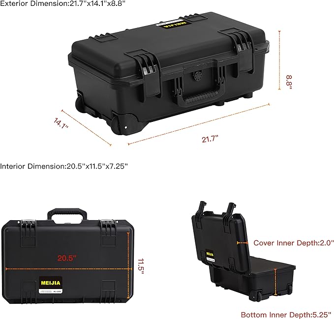 MEIJIA Premium Waterproof Hard Compact Rolling Camera Case - Image 4