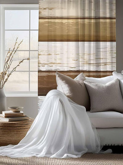 Sheer Curtains 63 Inch Length, Wood Grain Brown Semi Sheer Curtains Light - Image 4