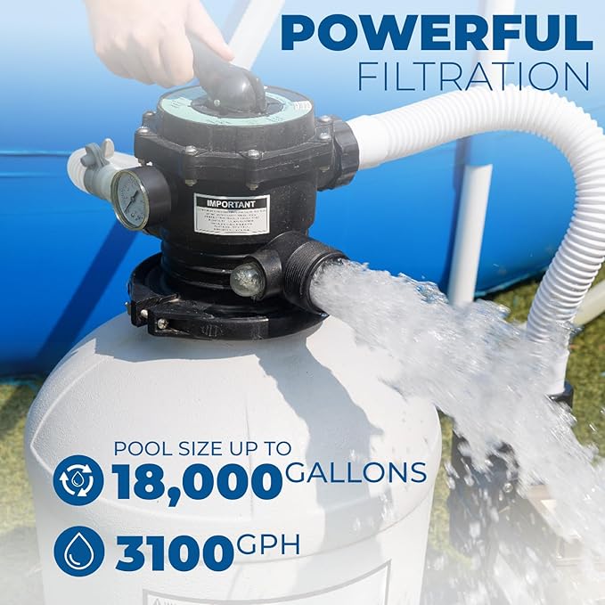 XtremepowerUS 3, 100GPH Swimming Pool 16" Sand Filter 3/4 HP Pool Pump w/ Timer - Image 2