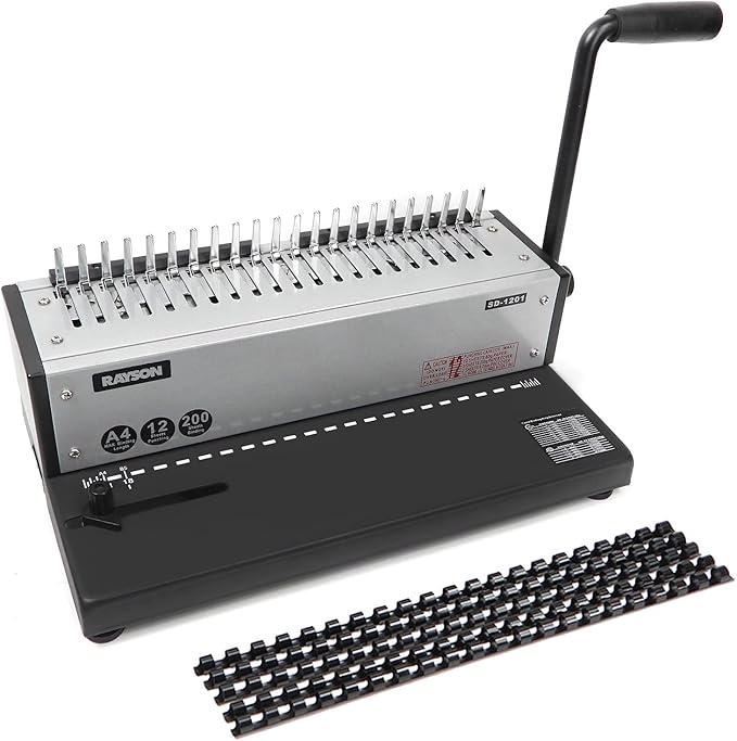 Rayson SD-1201 Binding Machine Punching and Binding with Combs Set - 21 Hole/ 200 Sheets Paper Comb Binder