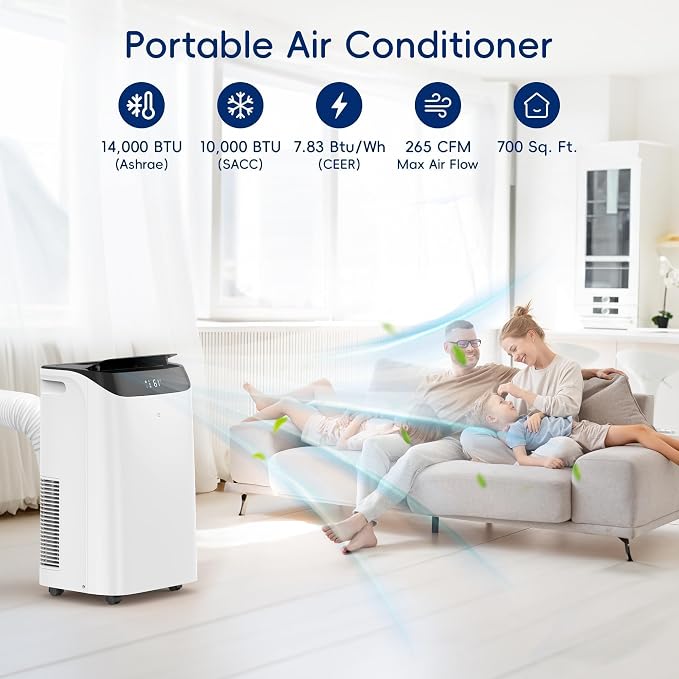 14000 BTU Portable Air Conditioners, Dehumidification, Sleep Mode - Image 2