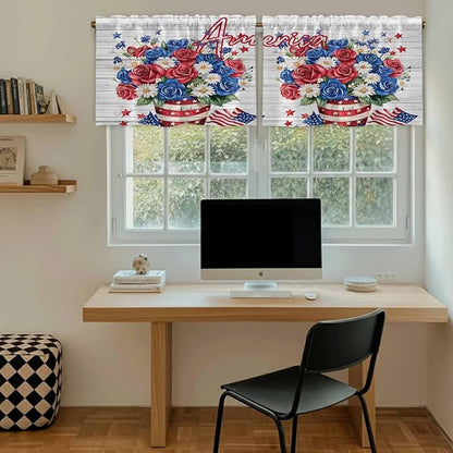 Independence Day Kitchen Tier Curtains 36 Inch Long 2 Panel Set, Rod Pocket - Image 6