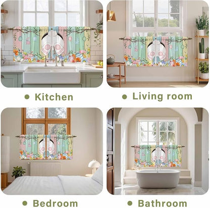 Easter Kitchen Tier Curtains 36 Inch Long 2 Panel Set, Rod Pocket Half Window - Image 8