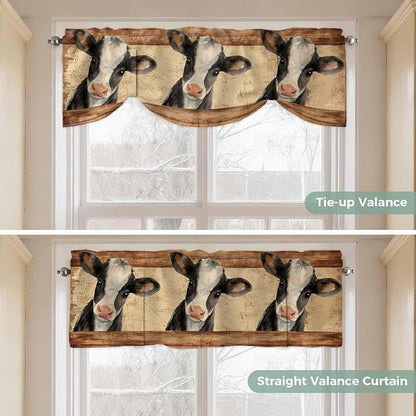 Farmhouse Cow Tie Up Valance Curtains - Image 5