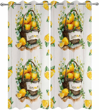 Lemon Outdoor Curtains for Patio Lemons Baskets Summer Tropical Plant Wood - Image 9