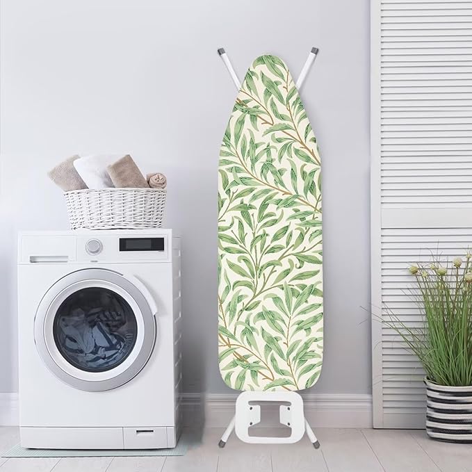 ZCFYGDX Ironing Board Cover Decor 15x54 Inch, Iron Board Cover with Nose Pocket, Nylon Buckle Fastening Stain Resistant Scorch Resistant,Protection Covers with Elastic Edge Fresh Green Leaf Print