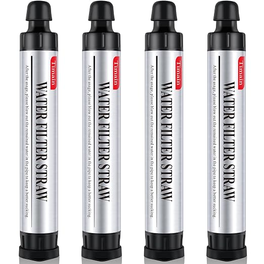 4 Pack Timain 4-Stage Filtration, High Flow Rate Water Filter Straws, Water by TIMAIN