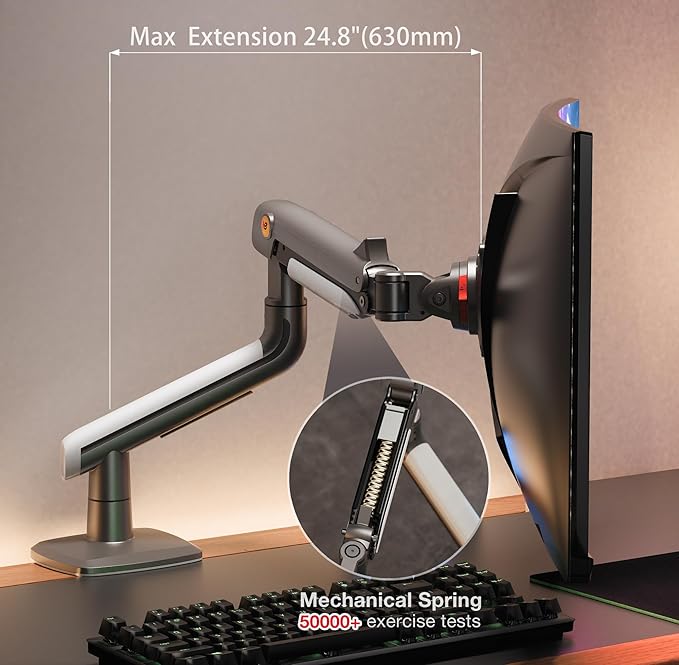 NB Ergonomic Gaming Monitor Arm for Flat/Ultrawide/Curved Monitors 27'' to 50 inch, Heavy Duty Monitor Mount Load up to 18 kg, VESA 75/100 mm J5