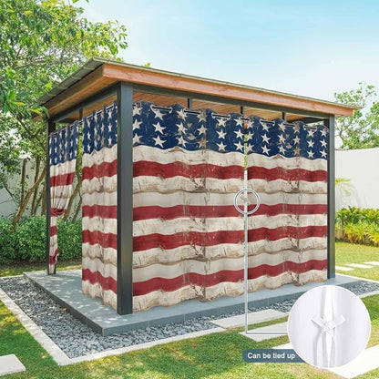 4th of July Outdoor Curtains for Patio USA Flag Independence Day Vintage - Image 7