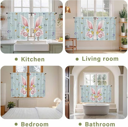 Easter Kitchen Curtains 45 Inch Long 2 Panel Set, Rod Pocket Window Treatment - Image 8