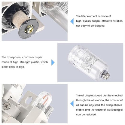 1/4 Inch NPT Compressed Air Filter Air Pressure Regulator Water-Oil Separator - Image 5