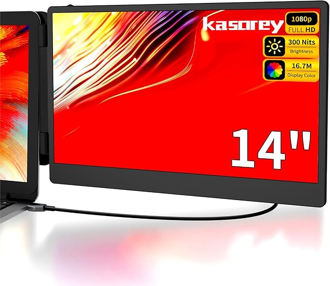 New Upgraded Laptop Screen Extender Portable Monitor,1080P FHD IPS Screen,Monitor Extender for Laptop,Fit for 13-17" Laptops, Plug & Play Compatiable with Wins/Mac/Android/Switch (Dual 14")