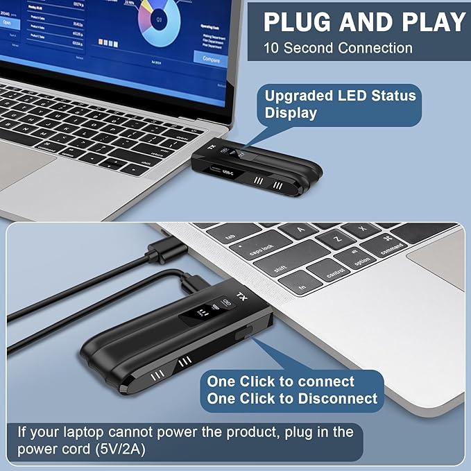 Beyn Wireless HDMI Transmitter and Receiver,2026 Upgraded LED Display,4K Decode & 1080P Output,Plug and Play Wireless HDMI Extender,Compatible with PC/Laptop/Camera/HDTV/Projector/TV Box