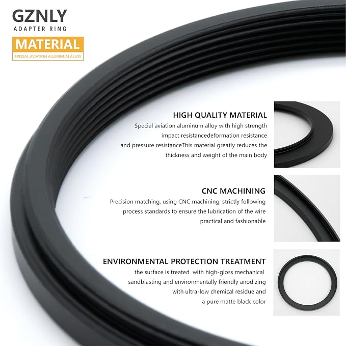 67mm to 82mm Step-up Adapter Rings Filter Adapter Black Metal Step Down Filter - Image 3