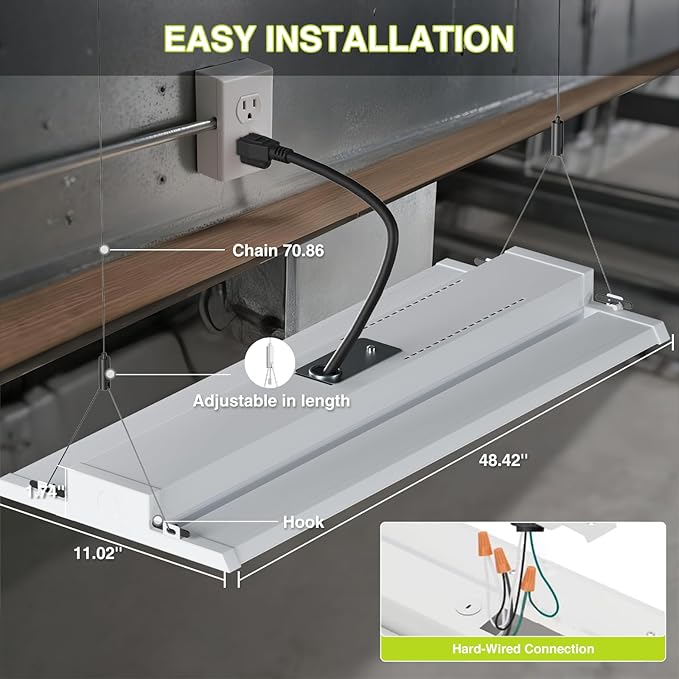 1 Pack 400W LED Linear High Bay Light 4FT, Adjustable 400W/320W/240W/100W with Motion Sensor, 60000LM, 120-277V, 0-10V, 5000K, Commercial Linear High Bay Led Shop Lights for Warehouse Workshops, UL