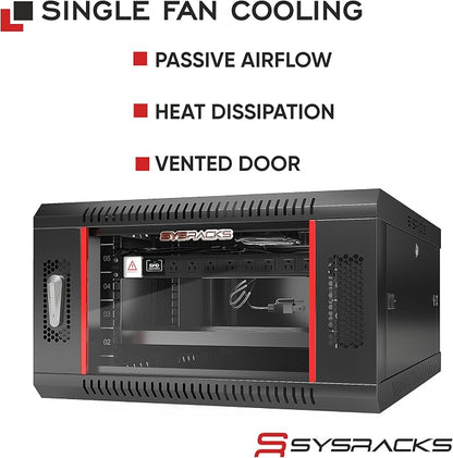 Sysracks 6U Wall Mount Server Rack Cabinet, 19” Locking Network Rack, 24” Deep - Image 2