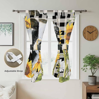 Retro Sunflowers Bedroom Curtains 72 Inch Length, Window Curtains Tab Top - Image 5