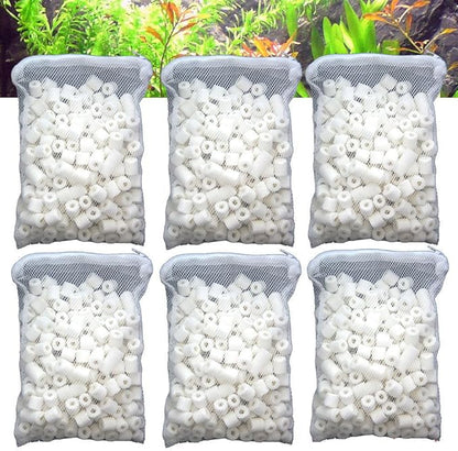 Aquarium Biological Bacteria House Ceramic Rings Filter Media 6 lbs Bagged by Aquapapa