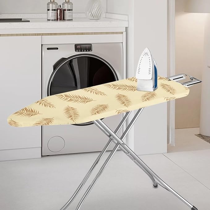 ZCFYGDX Ironing Board Covers,Elastic Edge 3 Bottom Nylon Buckle Straps, Stain Resistant & Resistant Scorch, Easy to Installation Fasteners Minimalist Palm Leaf Print Decor Size-XL 15 x 54