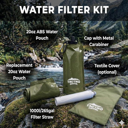 Tactiko Survival 20oz/600ml Purifying Water Bottle Filter Kit - Image 2
