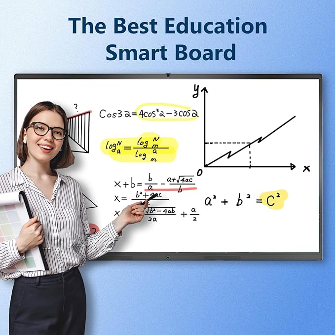 YIXZSWD Smart Board,85 Inch Interactive Whiteboard 4K Touchscreen Built in Ultra High Definition Camera Open App Ecosystem, Digital Presentation Electronic Smart WhiteBoard for Classroom Home Office