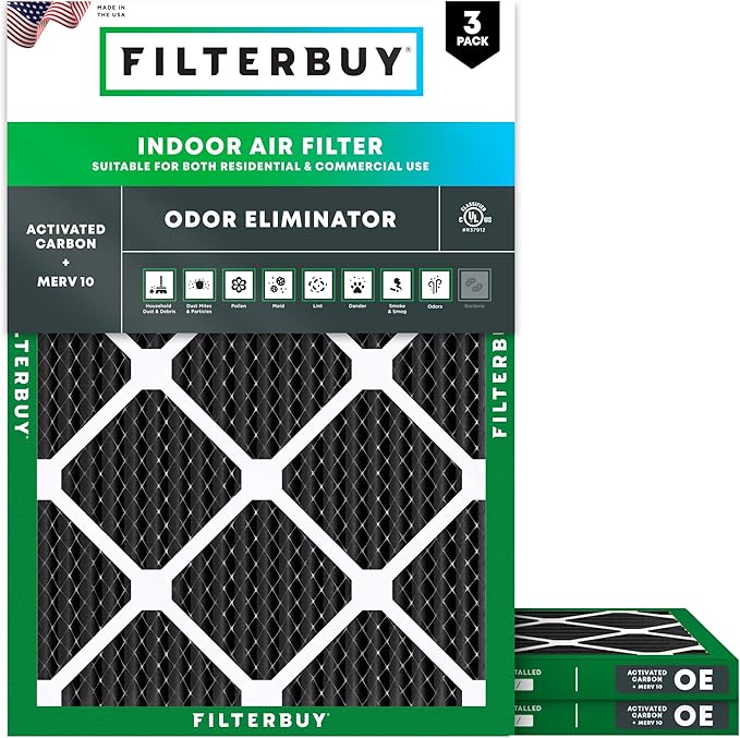 Filterbuy 16x18x1 Air Filter MERV 10 Odor & Allergy Defense by Filterbuy