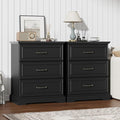 Nightstand Set of 2,24" Wide End Table with 3 Large Drawers & Metal Handles,Rustic Farmhouse Wood Small Dresser,Bedside Table,Modern Chest of Drawers for Bedroom,Living Room,Black