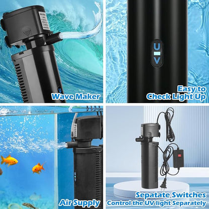 TARARIUM Aquarium Filter U-V for 20-75 Gallon, 200GPH Fish Tank Filter w/ 5W - Image 5