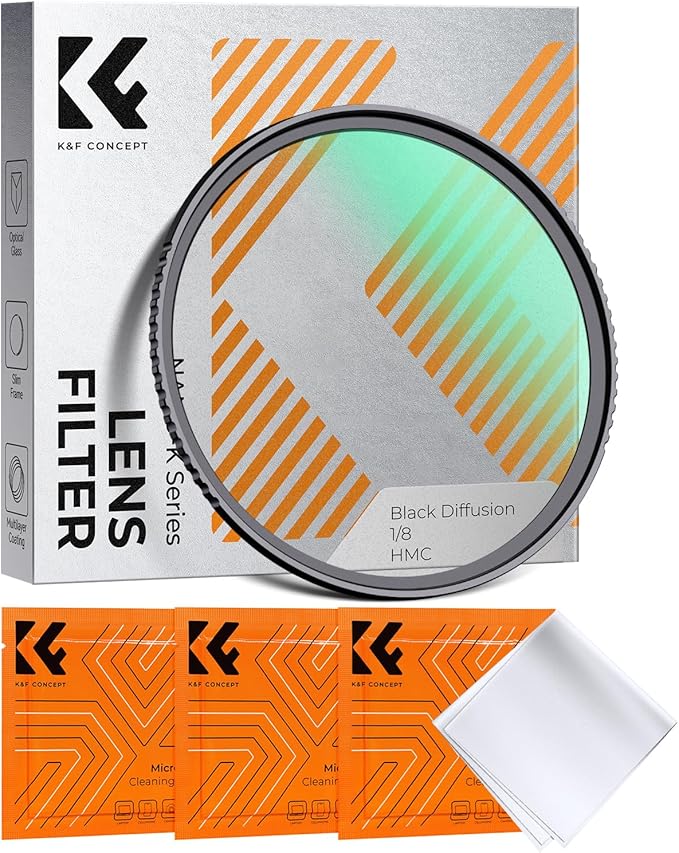 K&F CONCEPT 43mm Black Diffusion 1/8 Filter, Mist Dreamy Cinematic Effect Filter by KFCONCEPT