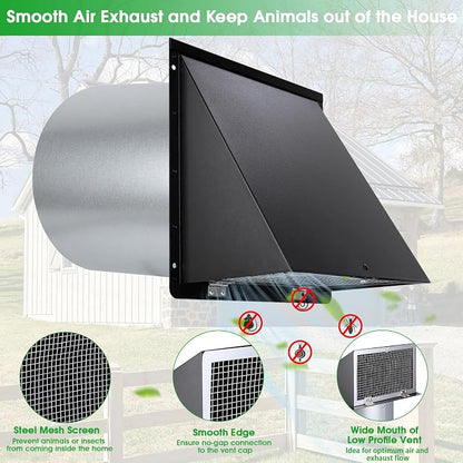 10 Inch Wall Vent Cover, Exhaust Vent Hooded Wall Vent - Image 3