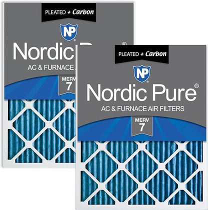 Nordic Pure 14x20x1 Pleated Air Filters MERV 7 Plus Carbon 2 Pack by NordicPure
