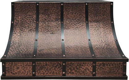 CT Copper Tailor Sloped Copper Vent Hood Island Mount, 610 CFM Exhaust Fan by CTCopperTailor