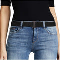 JASGOOD Women No Show Stretch Belt Elastic Web Strap Belt with Flat Buckle for Jeans Pants Dresses