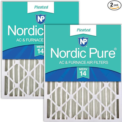 Nordic Pure 16x24x4 Pleated MERV 14 Air Filters 2 Pack by NordicPure