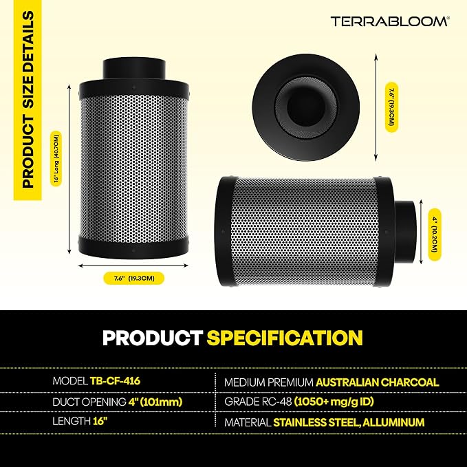 TerraBloom 4" x 16" Carbon Filter - Image 2