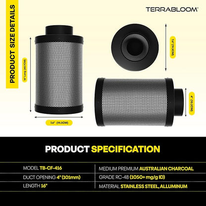 TerraBloom 4" x 16" Carbon Filter - Image 2