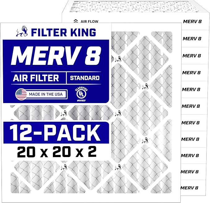 Filter King 20x20x2 Air Filter | 12-PACK | MERV 8 HVAC Pleated A/C Furnace by FilterKing