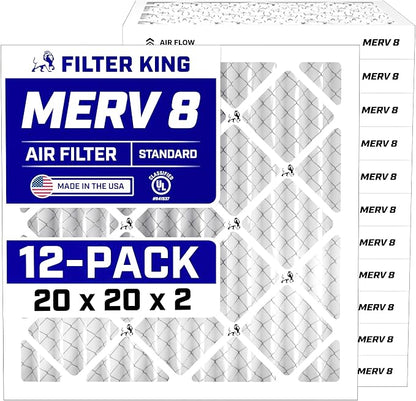 Filter King 20x20x2 Air Filter | 12-PACK | MERV 8 HVAC Pleated A/C Furnace by FilterKing