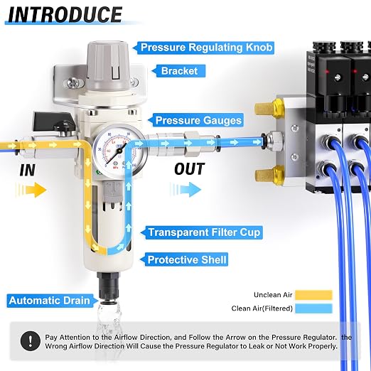 TAILONZ PNEUMATIC 3/8 Inch NPT Automatic Drain Air Filter Pressure Regulator - Image 3