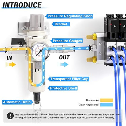 TAILONZ PNEUMATIC 3/8 Inch NPT Automatic Drain Air Filter Pressure Regulator - Image 3