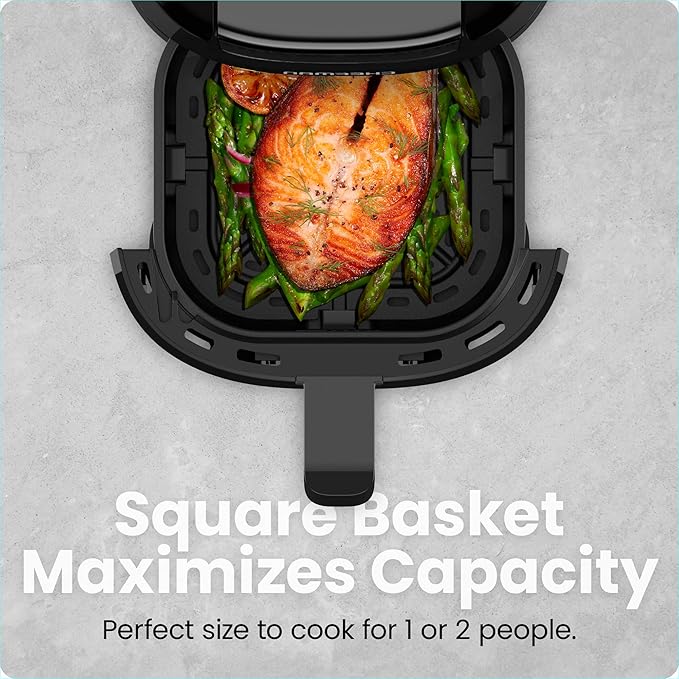 CHEFMAN 2 Qt Mini Air Fryer – Digital Space-Saving Compact Air Fryer with Nonstick and Dishwasher Safe Basket, Quick & Easy Meals in Minutes, Features Digital Timer and Shake Reminder – Black