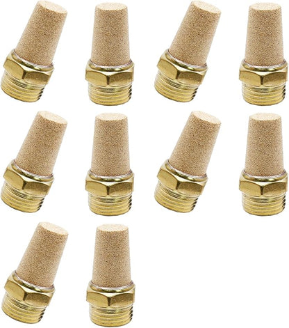 Zorfeter 10pcs Pneumatic Brass Exhaust Muffler Filter, 1/8" NPT Male Thread Hex - Image 6